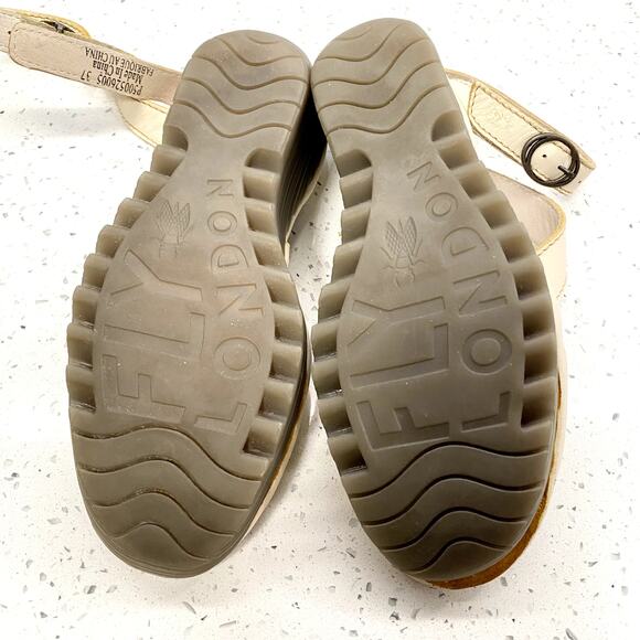 fly london yesk leather wedge heel ankle wrap strap sandals 37 neutral‎ boho - Picture 15 of 15